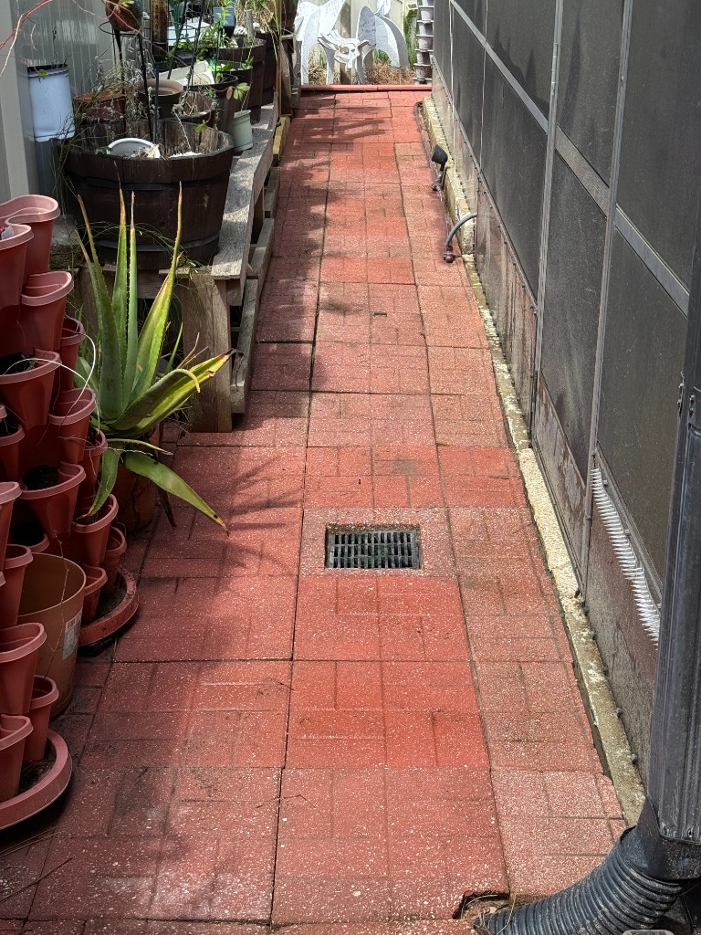 concrete patio pressure washing in Southside FL — before cleaning